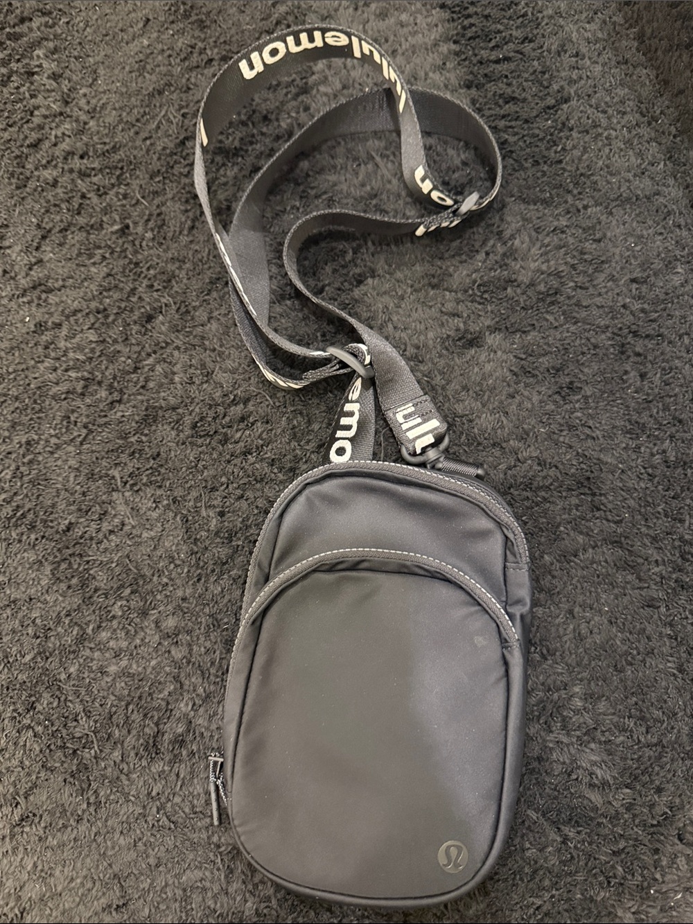 lululemon athletica Black Crossbody Belt Bag with Branded Strap